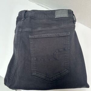 American Eagle Ne(x)t Level Stretch Super Hi-Rise Distressed Black Jegging 16‎